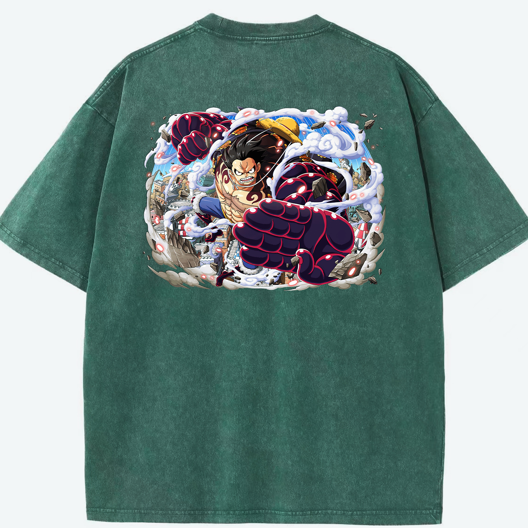 ワンピース モンキー・D・ルフィ ONE PIECE Monkey D. Luffy 綿100% ヴィンテージ風 半袖Tシャツ（背面プリント）